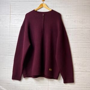 CC Filson Sweater Mens Size XXL Burgundy 1/4 Zip Pullover 100% Wool Heavyweight